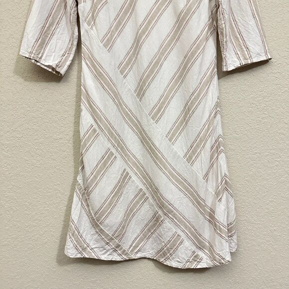 SOFT SURROUNDINGS Equinox Linen Blend Shift Dress in Stripes Ivory/Tan - Picture 5 of 12